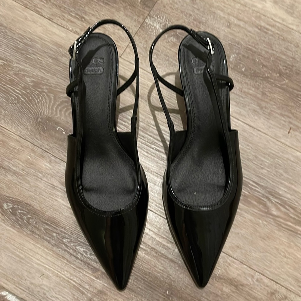 ASOS Design Black Patent Leather Kitten Heels